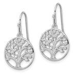 FJC Finejewelers 925 Sterling Silver Rhodium Plated Dangle Polished CZ Tree of Life Earrings 25 x 15 mm