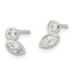 FJC Finejewelers 925 Sterling Silver Button Polished CZ Post Earrings 8 mm x 4 mm