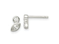 FJC Finejewelers 925 Sterling Silver Button Polished CZ Post Earrings 8 mm x 4 mm