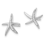 FJC Finejewelers 925 Sterling Silver Button Rhodium Plated CZ Starfish Post Earrings 12 x 13 mm