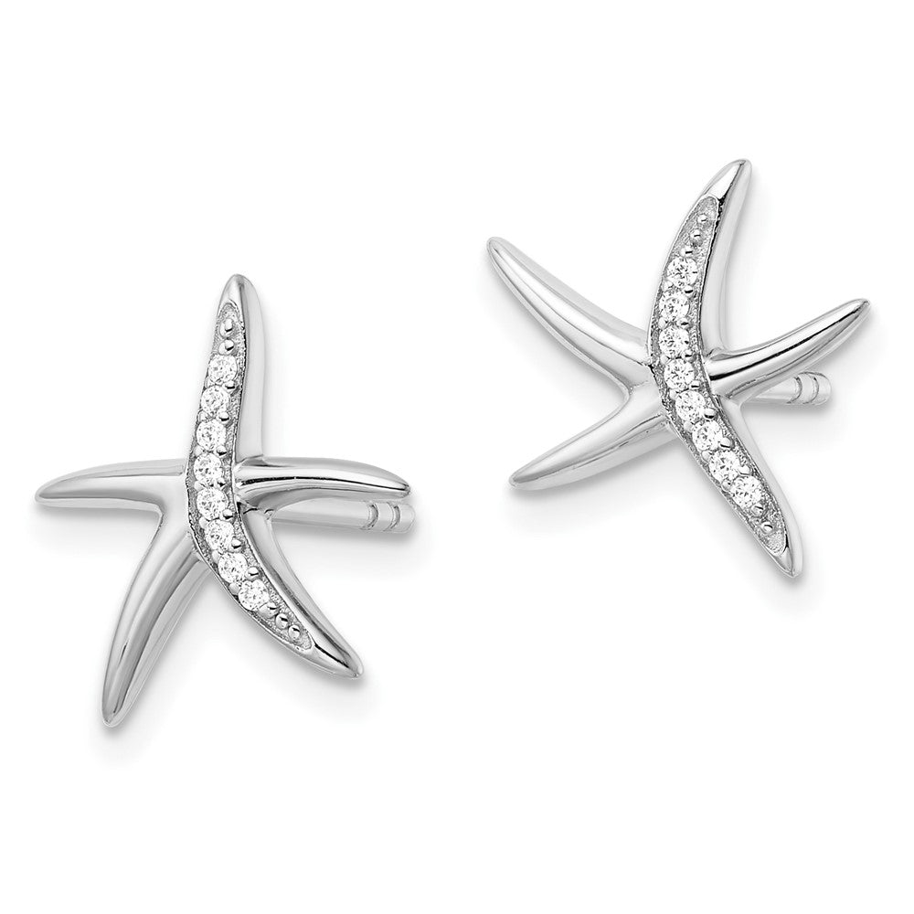 FJC Finejewelers 925 Sterling Silver Button Rhodium Plated CZ Starfish Post Earrings 12 x 13 mm