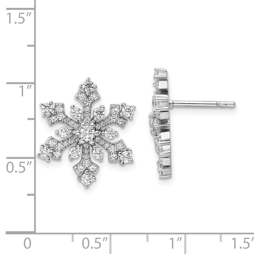 FJC Finejewelers 925 Sterling Silver Button Rhodium Plated CZ Snowflake Post Earrings 18 x 16 mm