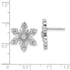 FJC Finejewelers 925 Sterling Silver Button Rhodium Plated CZ Snowflake Post Earrings 18 x 16 mm