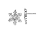 FJC Finejewelers 925 Sterling Silver Button Rhodium Plated CZ Snowflake Post Earrings 18 x 16 mm