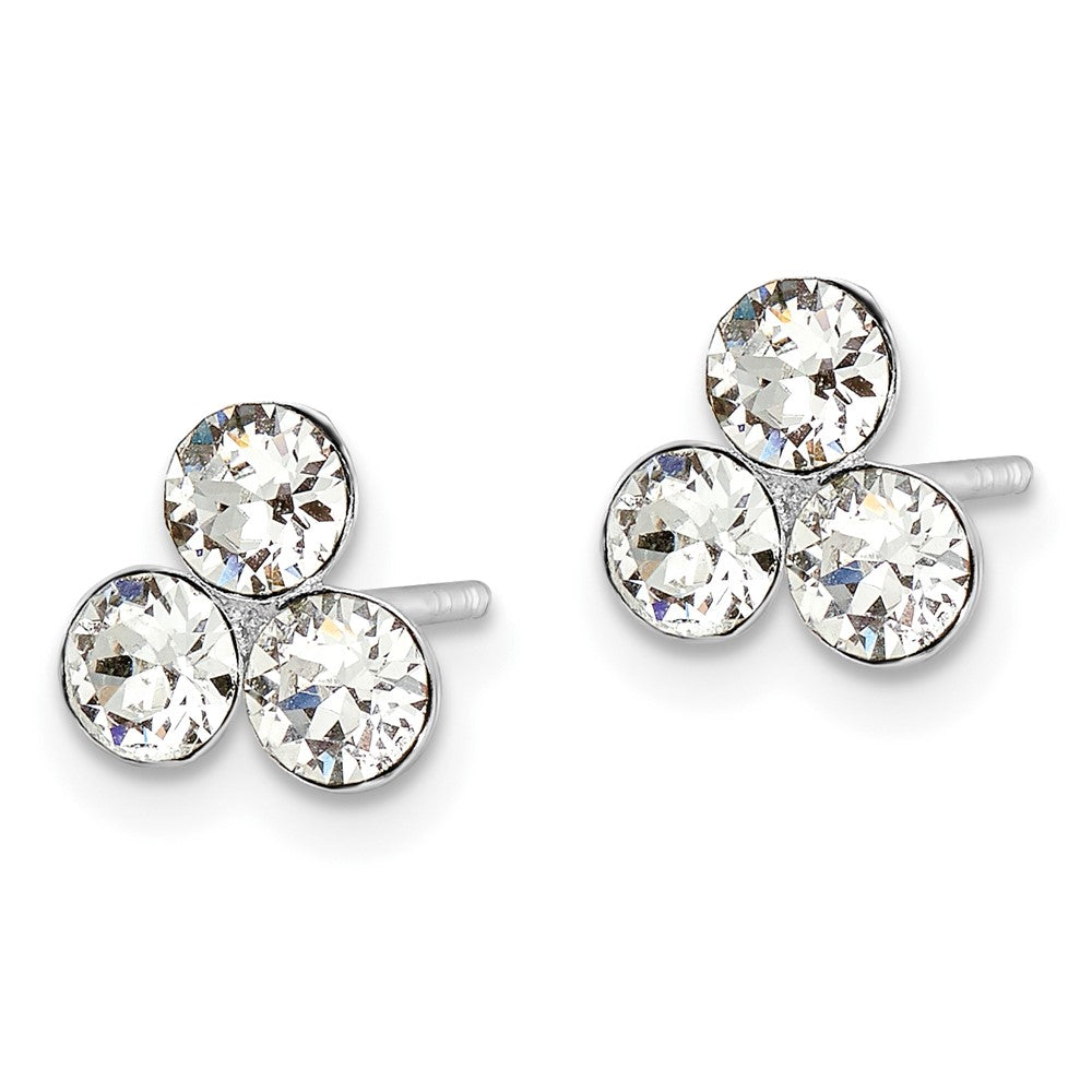 FJC Finejewelers 925 Sterling Silver Button  Crystal 3-stone Post Earrings 8 x 8 mm