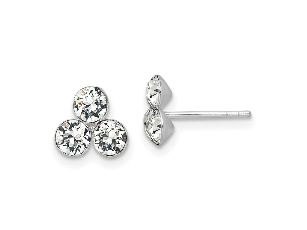 FJC Finejewelers 925 Sterling Silver Button  Crystal 3-stone Post Earrings 8 x 8 mm