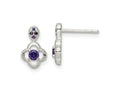 FJC Finejewelers 925 Sterling Silver Polished Purple CZ Flower Post Dangle Earrings 11 x 7 mm