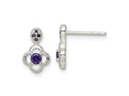 FJC Finejewelers 925 Sterling Silver Polished Purple CZ Flower Post Dangle Earrings 11 x 7 mm