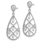 FJC Finejewelers 925 Sterling Silver Dangle Rhodium Plated Baguette CZ Teardrop Post Earrings 33 x 13 mm