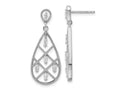 FJC Finejewelers 925 Sterling Silver Dangle Rhodium Plated Baguette CZ Teardrop Post Earrings 33 x 13 mm