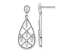 FJC Finejewelers 925 Sterling Silver Dangle Rhodium Plated Baguette CZ Teardrop Post Earrings 33 x 13 mm