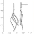 FJC Finejewelers 925 Sterling Silver Rhodium Plated CZ Dangle Leaf Earrings 48 x 12 mm