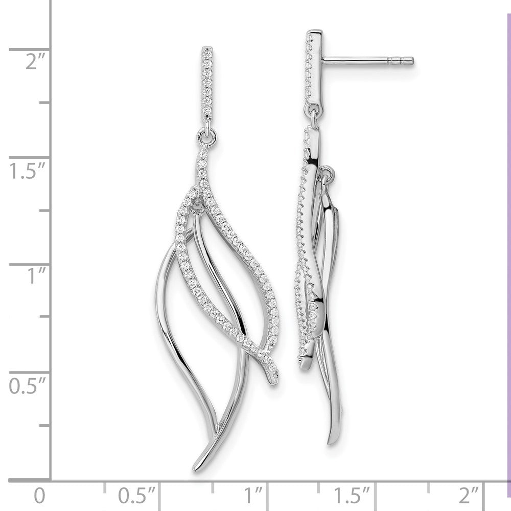 FJC Finejewelers 925 Sterling Silver Rhodium Plated CZ Dangle Leaf Earrings 48 x 12 mm