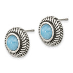 FJC Finejewelers 925 Sterling Silver Button Oxidized Imitation Turquoise Circle Post Earrings 13 x 13 mm