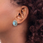 FJC Finejewelers 925 Sterling Silver Button Oxidized Imitation Turquoise Circle Post Earrings 13 x 13 mm