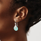 FJC Finejewelers 925 Sterling Silver Dangle Imitation Turquoise Circle Earrings 22 x 10 mm