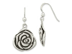 FJC Finejewelers 925 Sterling Silver Polished Antiqued Rose Dangle Earrings 34 x 18 mm