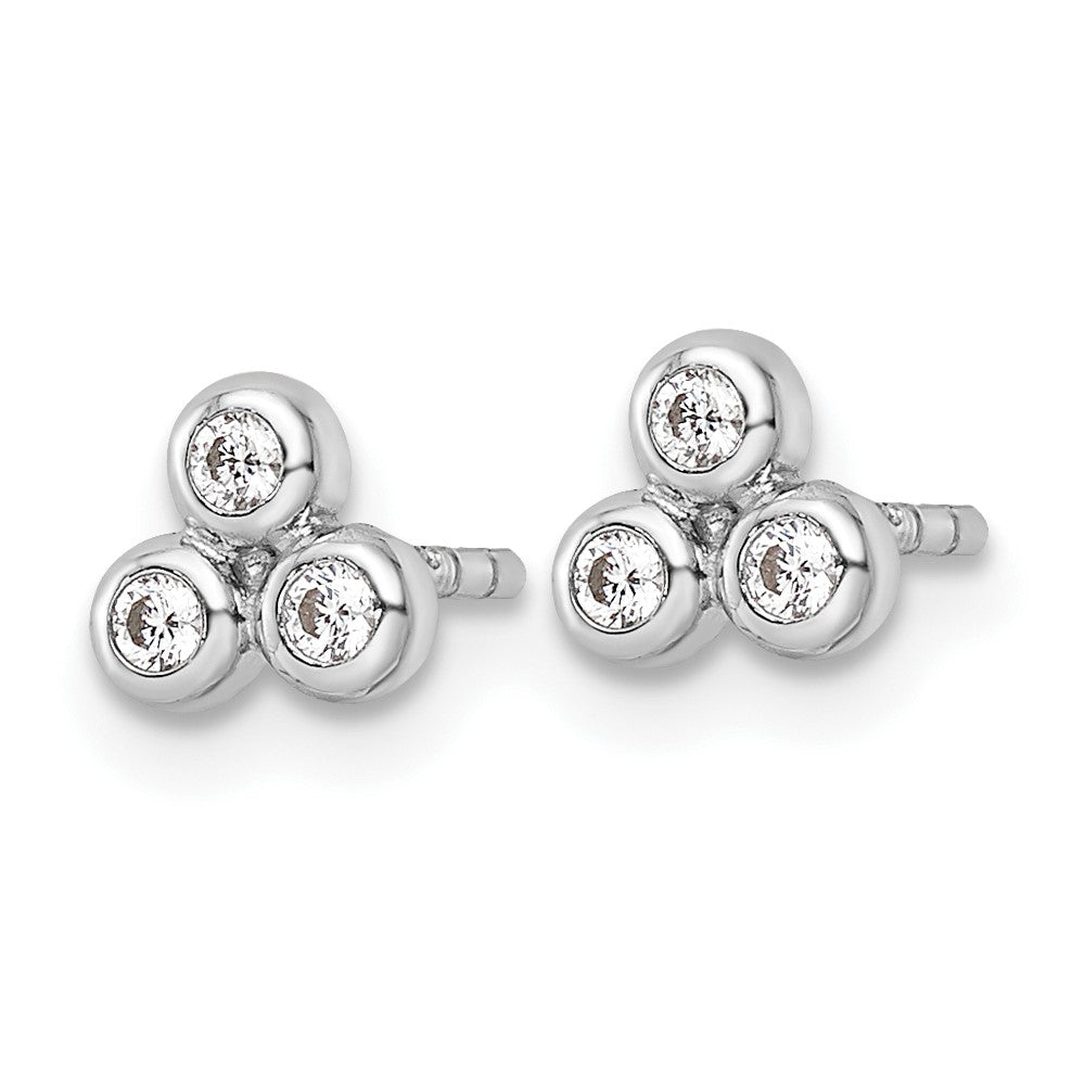 FJC Finejewelers 925 Sterling Silver Button Rhodium Plated Polished CZ Post Earrings 5 x 5 mm