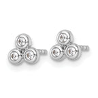 FJC Finejewelers 925 Sterling Silver Button Rhodium Plated Polished CZ Post Earrings 5 x 5 mm
