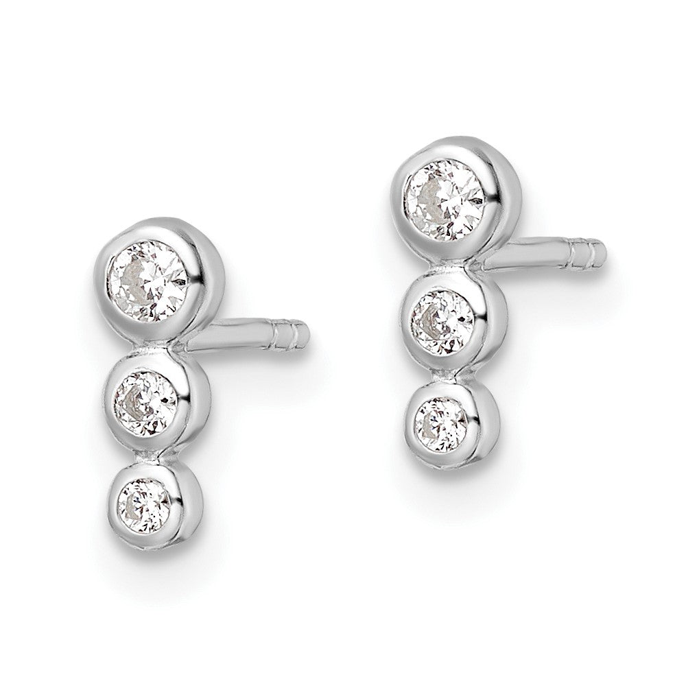 FJC Finejewelers 925 Sterling Silver Button Rhodium Plated Polished CZ Post Earrings 8 x 3 mm