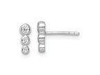 FJC Finejewelers 925 Sterling Silver Button Rhodium Plated Polished CZ Post Earrings 8 x 3 mm