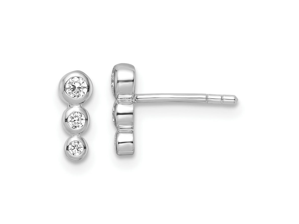FJC Finejewelers 925 Sterling Silver Button Rhodium Plated Polished CZ Post Earrings 8 x 3 mm