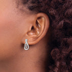 FJC Finejewelers 925 Sterling Silver Dangle Rhodium Plated Polished CZ Post Earrings 11 x 7 mm