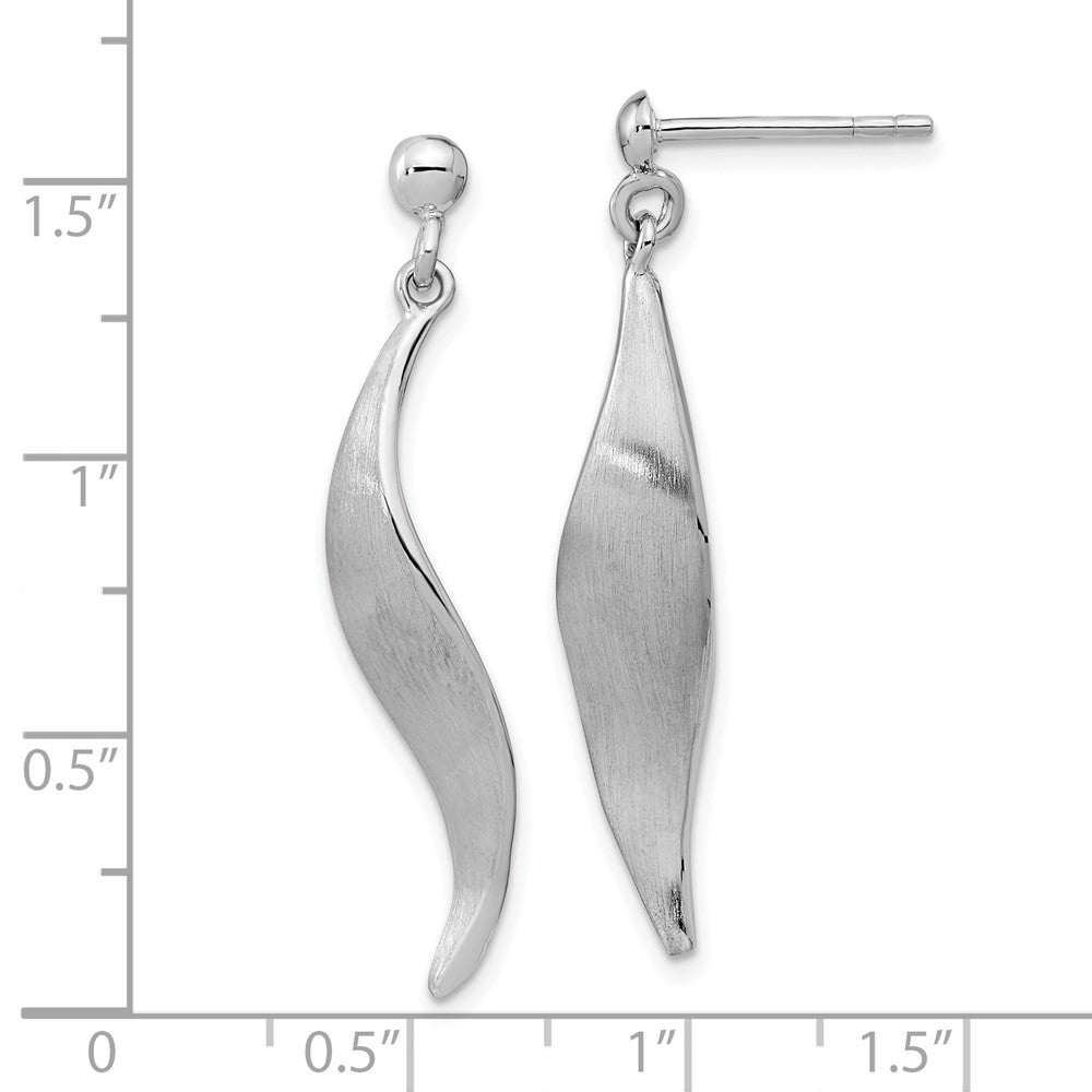 FJC Finejewelers 925 Sterling Silver Rhodium Plated Brushed Dangle Post Earrings 34 x 6 mm