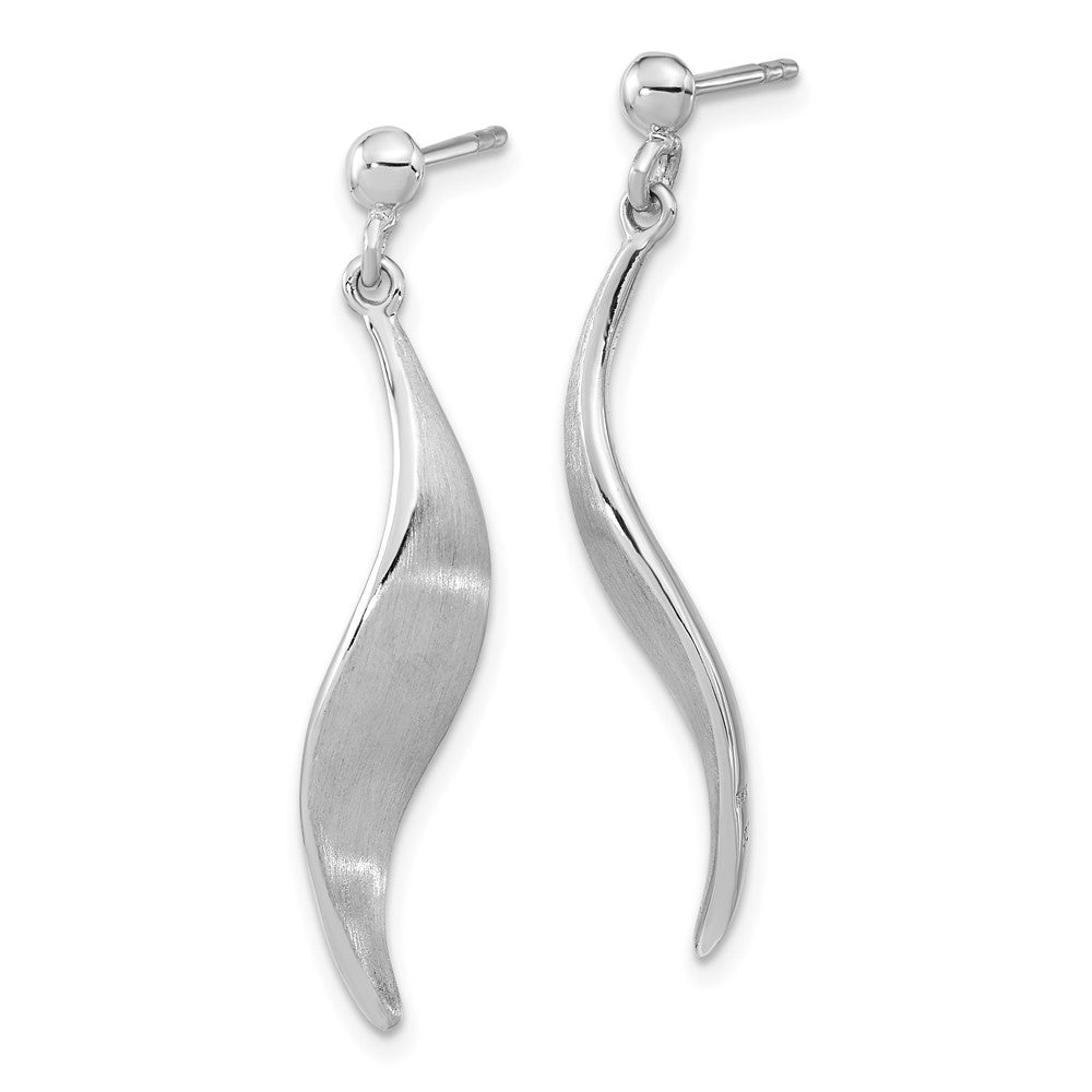 FJC Finejewelers 925 Sterling Silver Rhodium Plated Brushed Dangle Post Earrings 34 x 6 mm