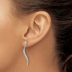 FJC Finejewelers 925 Sterling Silver Rhodium Plated Brushed Dangle Post Earrings 34 x 6 mm