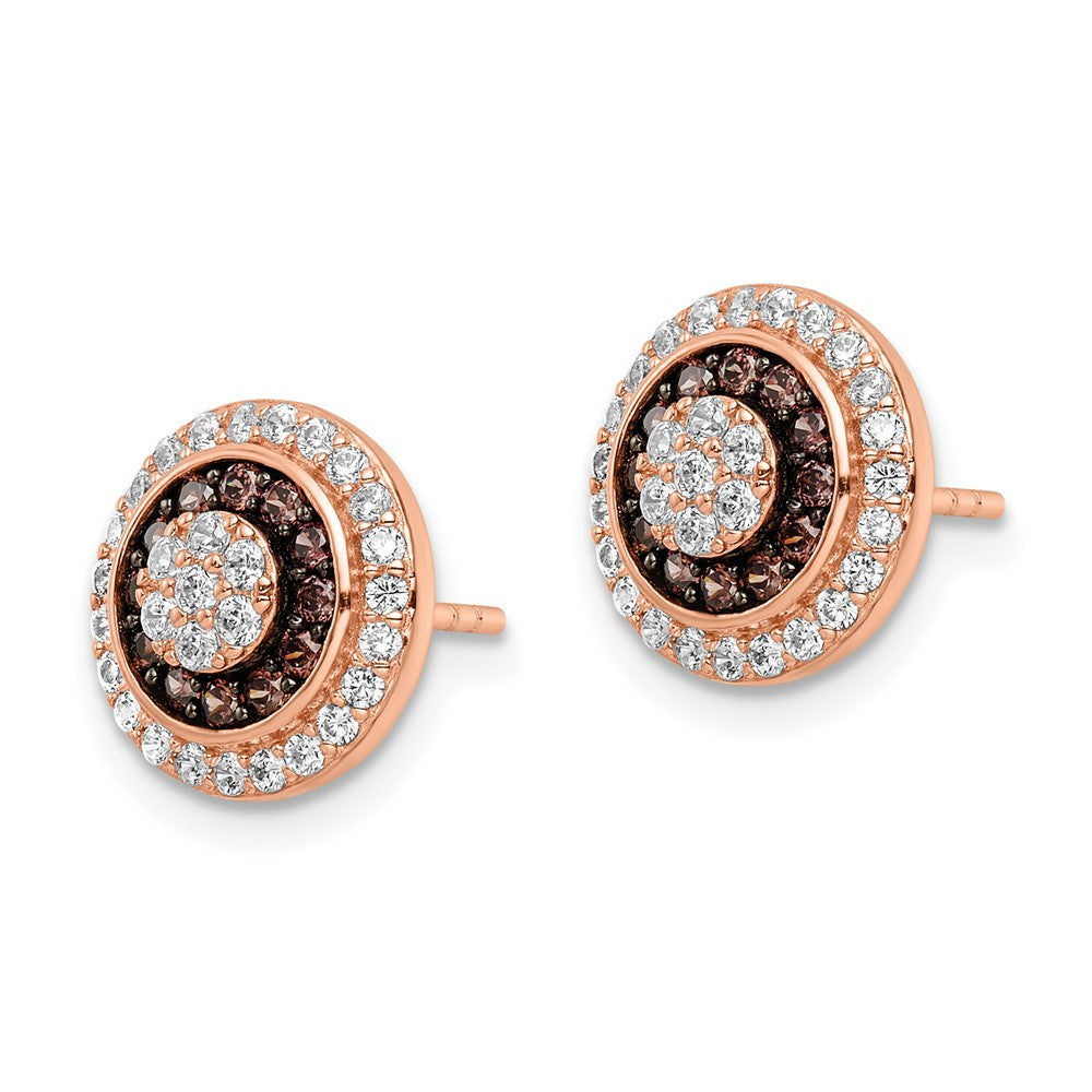 FJC Finejewelers 925 Sterling Silver Button Rose-tone Black Rhodium Plated CZ Fancy Post Earrings 11 mm