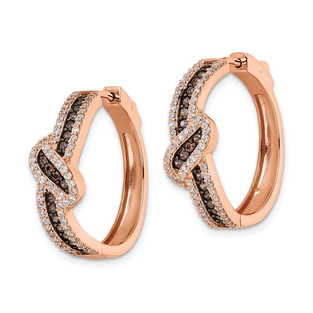 FJC Finejewelers 925 Sterling Silver Rose-tone Black Rhodium-plate CZ Fancy Hinged Hoop Earrings 25 mm
