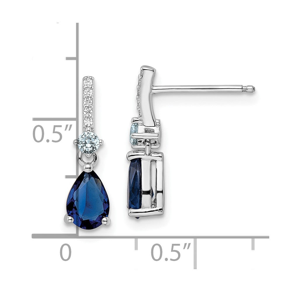 FJC Finejewelers 925 Sterling Silver Rhodium Plated CZ and Blue Glass Post Dangle Earrings 16 x 5 mm