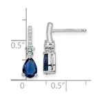 FJC Finejewelers 925 Sterling Silver Rhodium Plated CZ and Blue Glass Post Dangle Earrings 16 x 5 mm