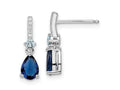FJC Finejewelers 925 Sterling Silver Rhodium Plated CZ and Blue Glass Post Dangle Earrings 16 x 5 mm