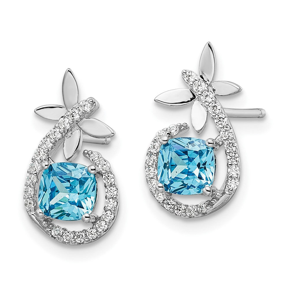 FJC Finejewelers 925 Sterling Silver Dangle Blue and White CZ Butterfly Post Earrings 15 x 8 mm