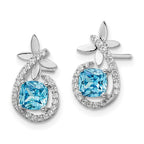 FJC Finejewelers 925 Sterling Silver Dangle Blue and White CZ Butterfly Post Earrings 15 x 8 mm