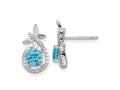 FJC Finejewelers 925 Sterling Silver Dangle Blue and White CZ Butterfly Post Earrings 15 x 8 mm