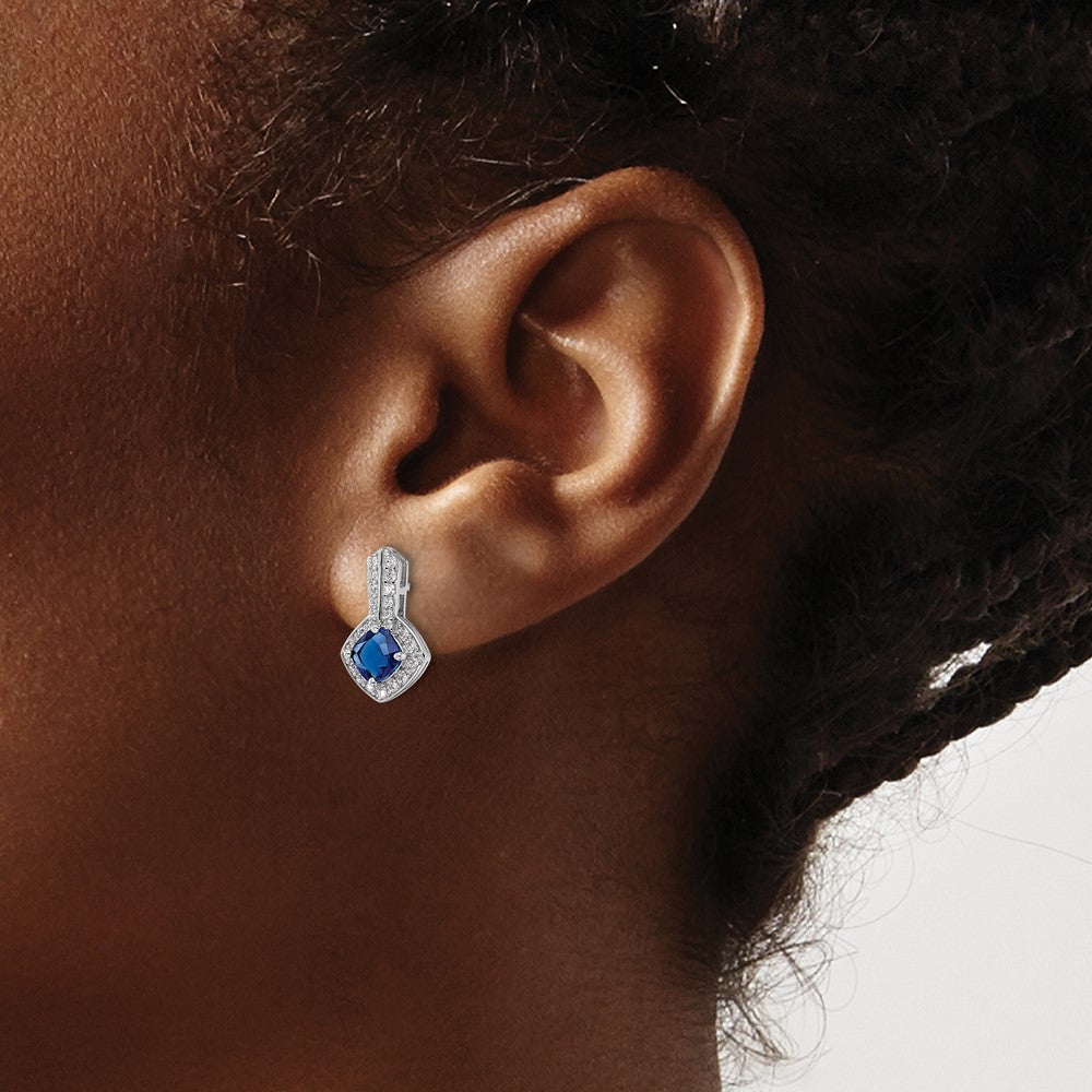 FJC Finejewelers 925 Sterling Silver Dangle CZ and Blue Glass Post Earrings 15 x 9 mm