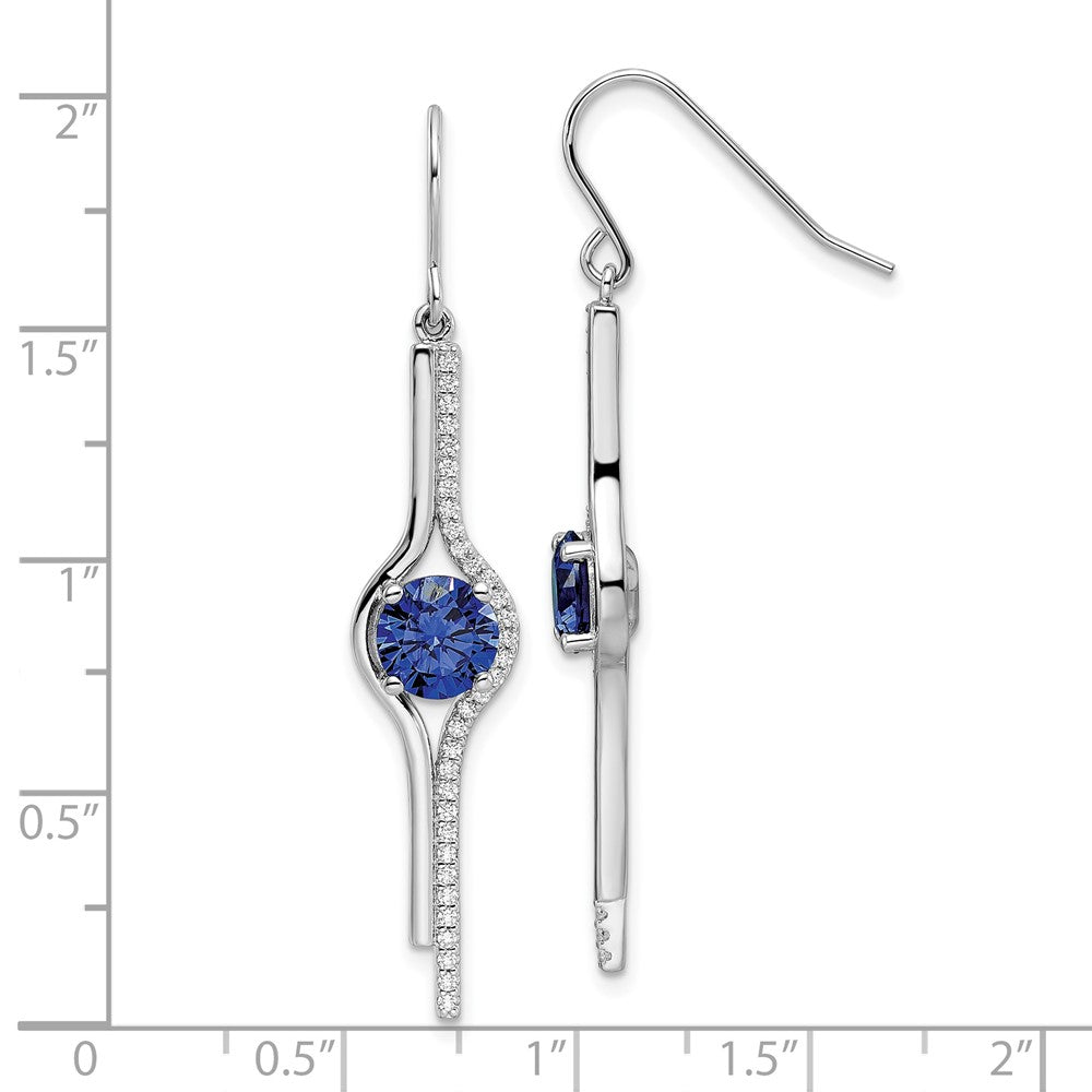 FJC Finejewelers 925 Sterling Silver Rhodium Plated Blue and Clear CZ Dangle Earrings 47 x 9 mm