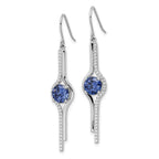 FJC Finejewelers 925 Sterling Silver Rhodium Plated Blue and Clear CZ Dangle Earrings 47 x 9 mm