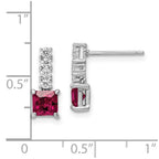 FJC Finejewelers 925 Sterling Silver Created Ruby and CZ Post Dangle Earrings 14 x 5 mm
