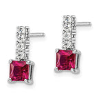 FJC Finejewelers 925 Sterling Silver Created Ruby and CZ Post Dangle Earrings 14 x 5 mm