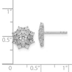 FJC Finejewelers 925 Sterling Silver Button Rhodium Plated CZ Flower Post Earrings 10 x 10 mm