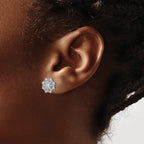 FJC Finejewelers 925 Sterling Silver Button Rhodium Plated CZ Flower Post Earrings 10 x 10 mm