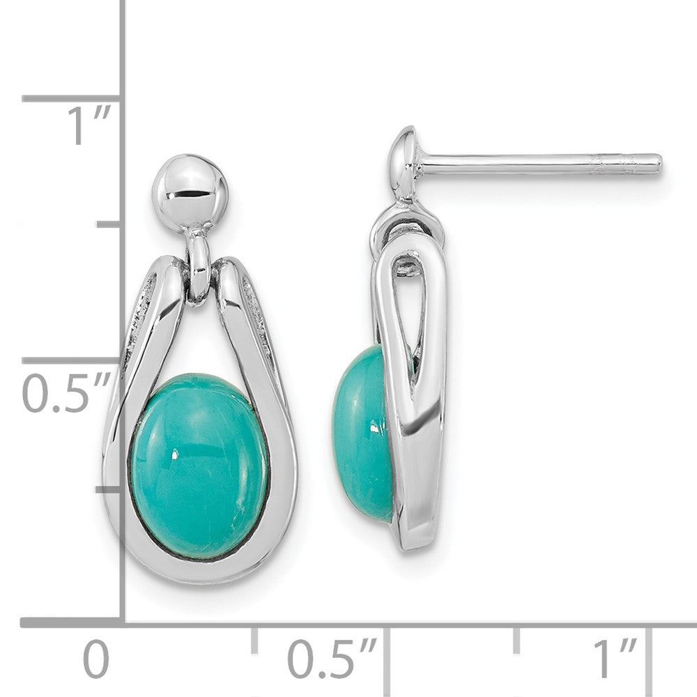 FJC Finejewelers 925 Sterling Silver RHated Oval Chinese Turquoise Dangle Post Earrings 17 x 8 mm