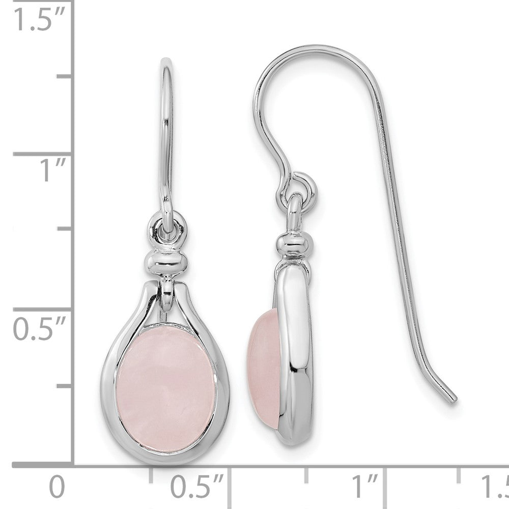 FJC Finejewelers 925 Sterling Silver Rose Quartz Oval Dangle Earrings 31 x 10 mm