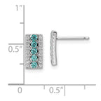 FJC Finejewelers 925 Sterling Silver Dangle Aqua and White Color CZ  Post Earrings 11 x 5 mm