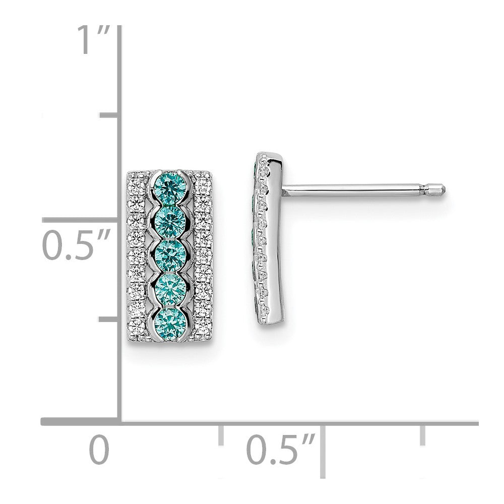 FJC Finejewelers 925 Sterling Silver Dangle Aqua and White Color CZ  Post Earrings 11 x 5 mm