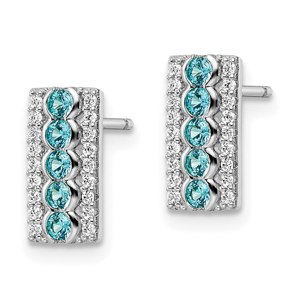 FJC Finejewelers 925 Sterling Silver Dangle Aqua and White Color CZ  Post Earrings 11 x 5 mm